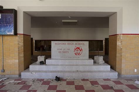 Abandoned Redford High School-Detroit Michigan (Inside, a monument put ...