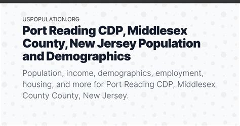 Port Reading Cdp Middlesex County New Jersey Population Income