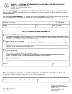 Fillable Online Ag Nd Request For Review Or Reconsideration Of Sex