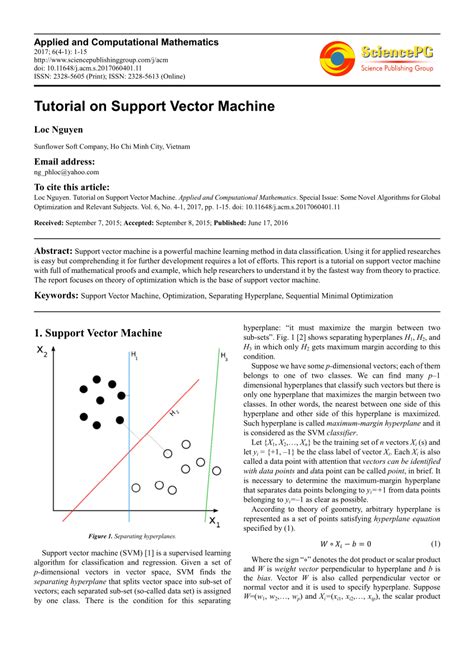 Pdf Tutorial On Support Vector Machine