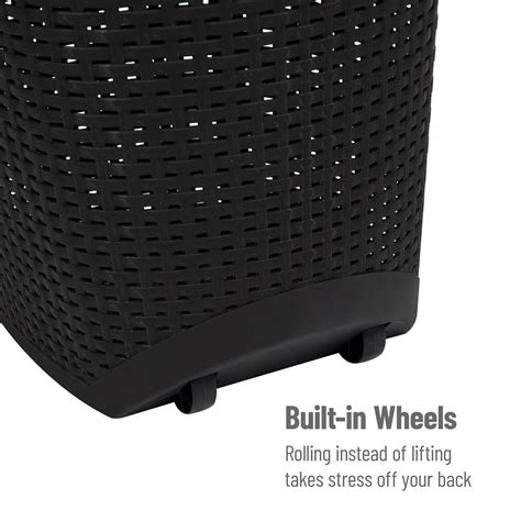 Mind Reader L Rolling Laundry Hamper Clothes Basket Wheels Wicker