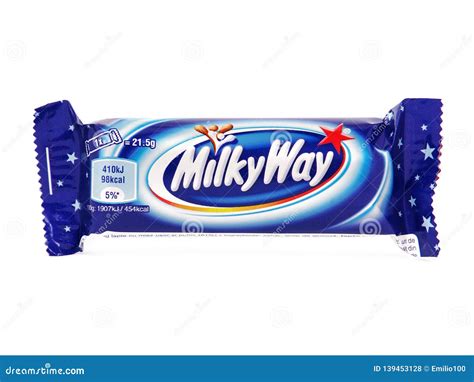 Milky Way Chocolate Bar Isolated on White Editorial Stock Photo - Image of food, snack: 139453128