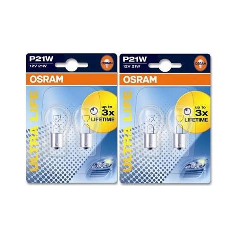 Osram Ultra Life P21W 12v 21w BA15s 7506ULT 4 Lâmpadas 7506 Ult