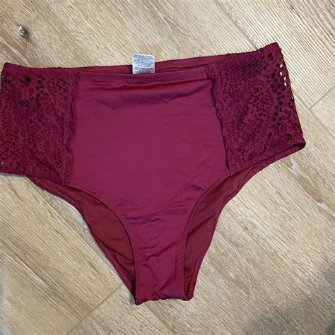 Mossimo Supply Co Swim Mossimo Red Bikini Bottom Large High Rise