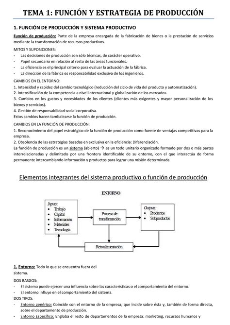 Apuntes Producci N Tema Funcin Y Estrategia De Produccin