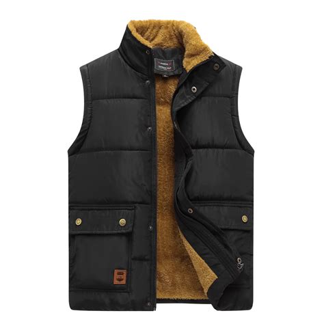 Mens Outdoor Stand Collar Fleece Jacket Vest Casual Padded Vest Coats