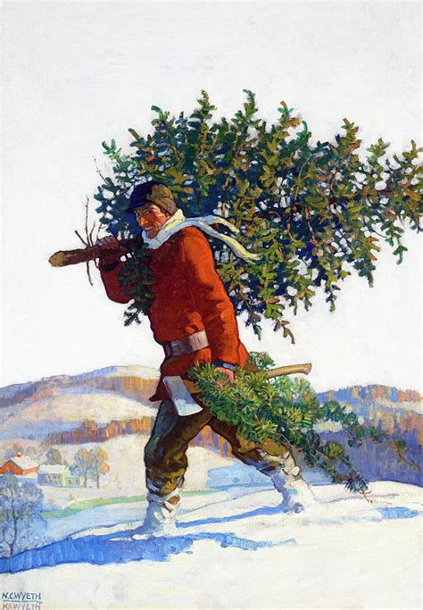 Christmas Tree, Chadds Ford Painting by Newell Convers Wyeth - Pixels