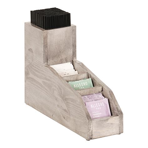 Cal Mil Aspen Section Gray Washed Pine Wood Tea Condiment Organizer