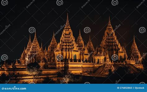 Pagoda Majestuosa Iluminada Al Atardecer Reina La Espiritualidad