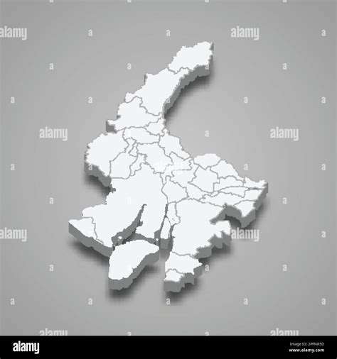 Mapa isométrico 3D de Guayas es una provincia de Ecuador aislada con