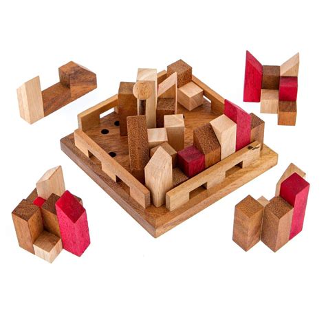 The City Brain Teaser Game Handmade Wooden Mind Puzzle