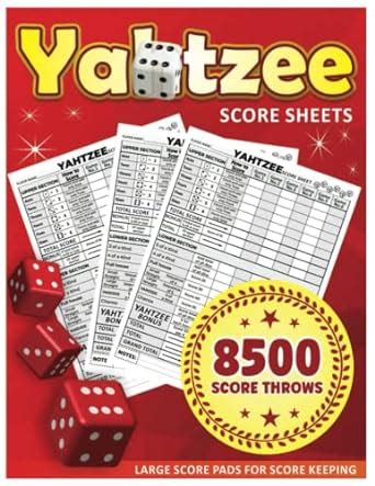 Yatzee Score Pads Large Print Score Sheets With Size X Inches