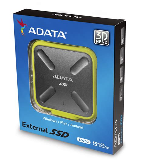 Gb Adata Sd External Portable Ssd Usb Interface Black Yellow