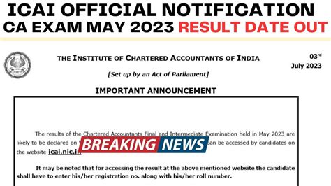 Breaking News ICAI Official Notifications Out CA Exam May 2023