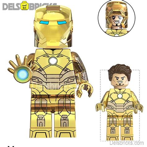 Iron Man Tony Stark Gold (Marvel Avengers) - Custom Building Blocks Mi ...