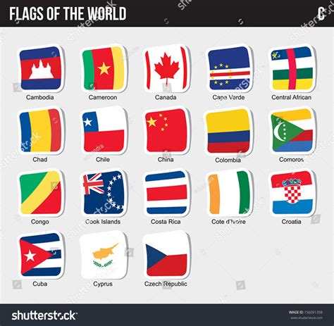 Vector Set Of Flags World Sorted Alphabetically C 156091358