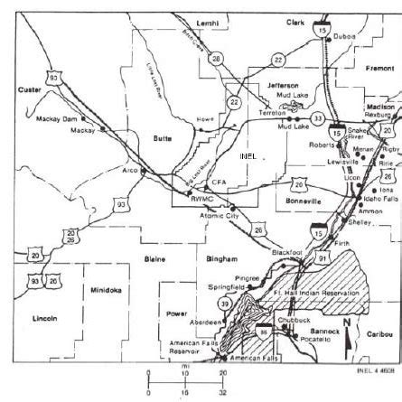 The region surrounding the Idaho National Engineering Laboratory site... | Download Scientific ...