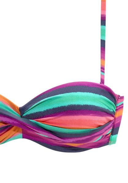 Lascana Bandeau Bikini Top Rainbow Bunt Gestreift Cup A