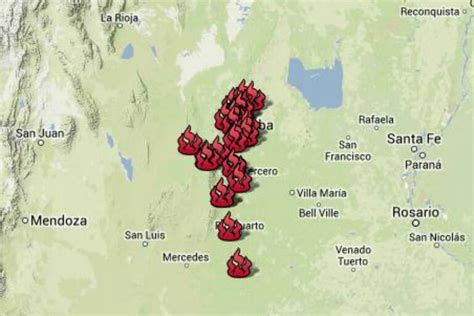 Mapa Los Principales Focos De Incendio En Córdoba La Nacion