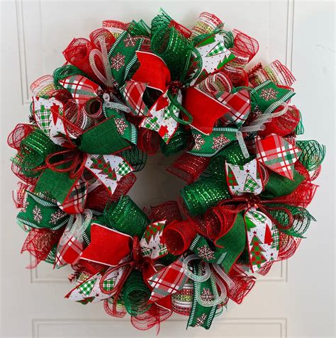 Christmas Wreath Holiday Wreath Red And Green Christmas Etsy