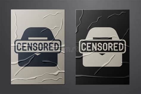 White Censored Stamp Icon Isolated On Crumpled Paper Background Paper Art Style Stock Vector