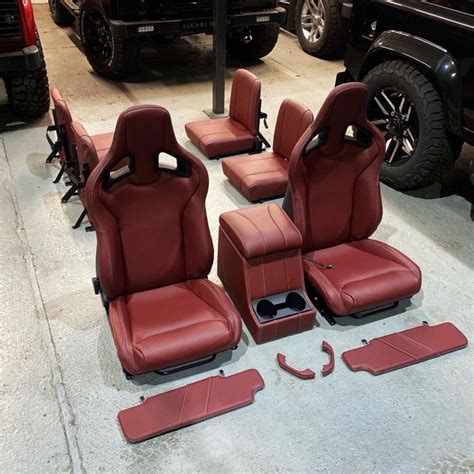 Red Burgundy Leather Interior Cubby Recaro Seats Fits Land Rover Defender 90