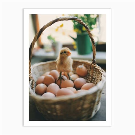 Chicken In A Basket 1 Art Print By Upcreative Fy