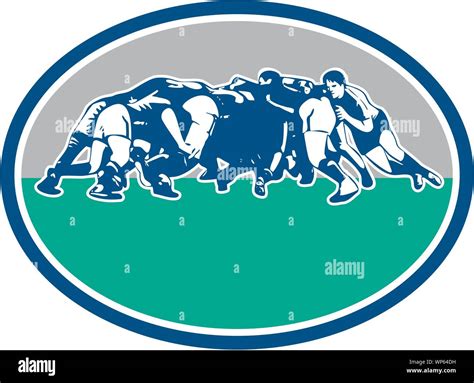 Rugby Union Scrum Oval Retro Stock Vector Image And Art Alamy