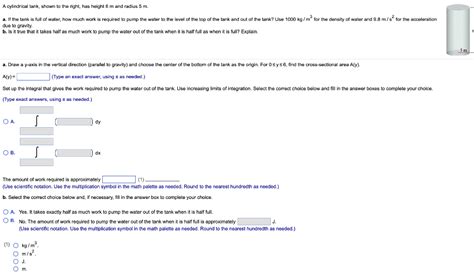 Solved A Cylindrical Tank Shown To The Right Has Height Chegg