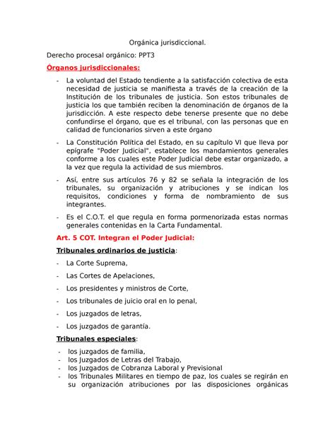 Ppt Resumen Clases Org Nica Jurisdiccional Derecho Procesal