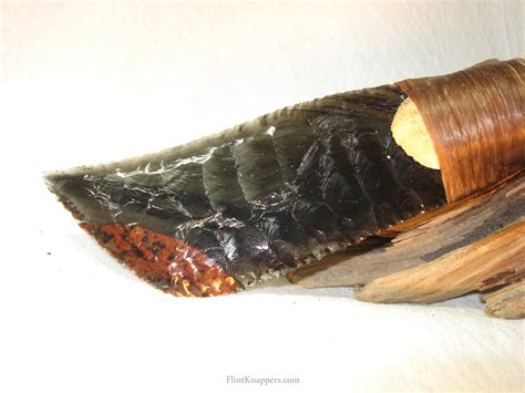 Triple Flow Obsidian Fantasy Knife W Deer Antler Walnut End Cap Handle