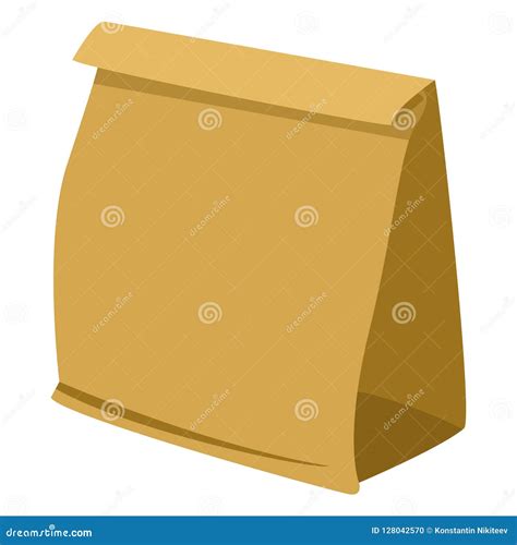 Vector Single Illustration Brown Paper Grocery Bag Stock Vector