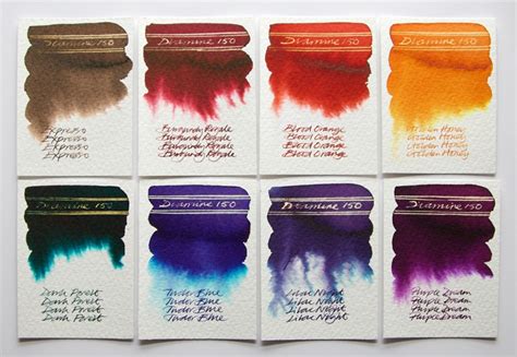 Diamine 150th Anniversary Ink Test Swatches – FOUNTAIN PEN INK ART