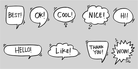 Premium Vector Hand Drawn Set Of Speech Bubbles With Dialog Words