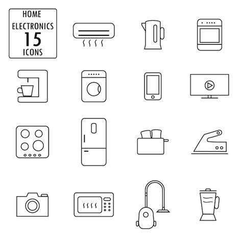 Premium Vector Set Of Household Appliances Icons Thin Line Vector