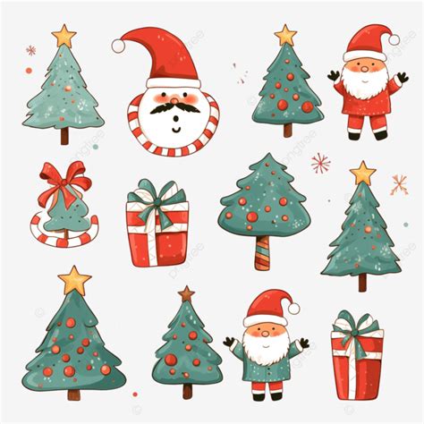 Cute Christmas Stickers Collection And Element For Christmas Santa Hat