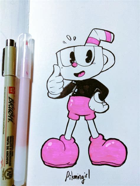 Inktober 3 Cuphead In Pink By Pikmingirl On Deviantart