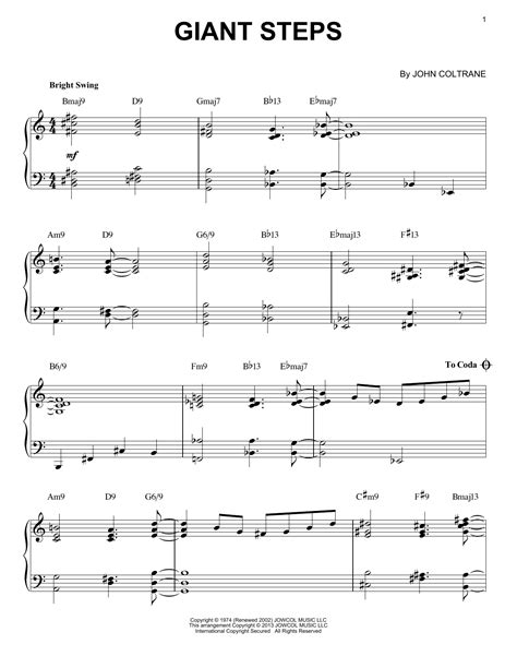 Giant Steps By John Coltrane Sheet Music For Piano Vocal And Guitar