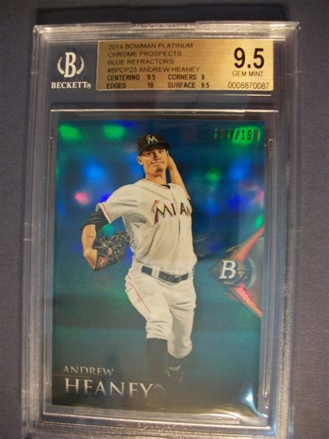 Andrew Heaney 2012 Bowman Platinum Blue Refractors Bgs Gem Mint 9 5