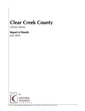 Fillable Online Co Clear Creek Co Ccc Resident Survey Report Of Results