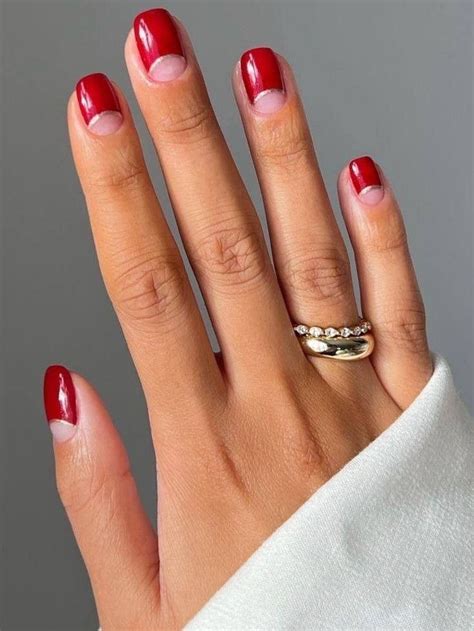 Pin by Ольга Токарева on Мейк Red tip nails White tip nails French