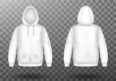 Hoody White Sweatshirt Mock Up Front And Back Set Stock Vector