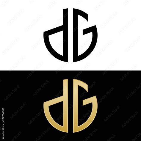 Dg Initial Logo Circle Shape Vector Black And Gold Stock Vektorgrafik