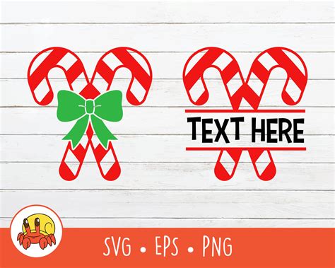 Candy Canes Svg Split Candy Cane Name Frame Vector Christmas Etsy