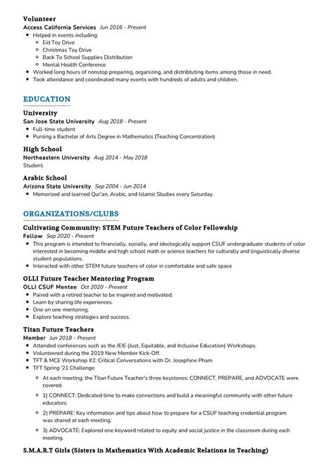 Mathematics Education Student Resume Sample In 2025 Resumekraft