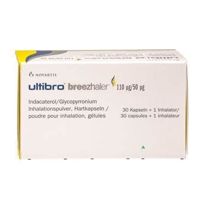 Ultibro Indacaterol + Glicopirronio 110pg/50pg Novartis Caja x 30 Cápsulas