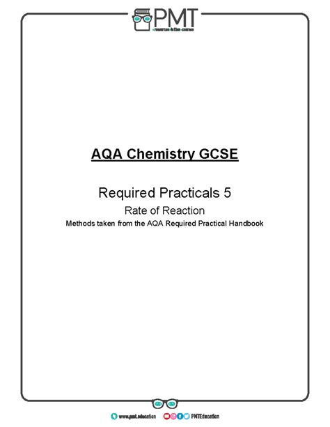 RP 5 Rate Of Reaction Rp Prs AQA Chemistry GCSE Required