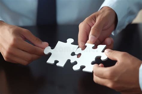 Hand Holding Jigsaw Puzzles Business Partnership Concept Ai Generative