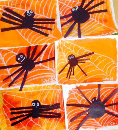 Halloween Art Lesson Spiders 1st Grade Art Lesson Painting Collage