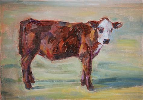 Cow painting Hereford Cow pet commission original oil by cdemum